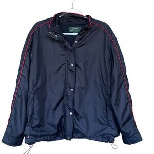Lauren Ralph Lauren Womens Jacket Large Full Zip Navy Blue Windbreaker Cinch